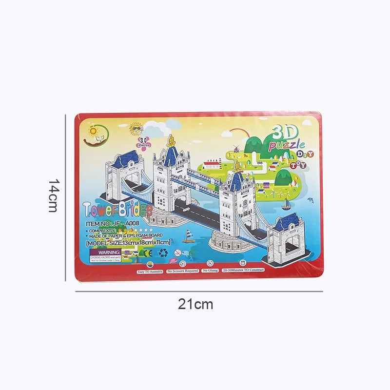 3D Cardboard Puzzle Famous Architecture Buildings Assembling Model Children's Handmade DIY Puzzle Toys